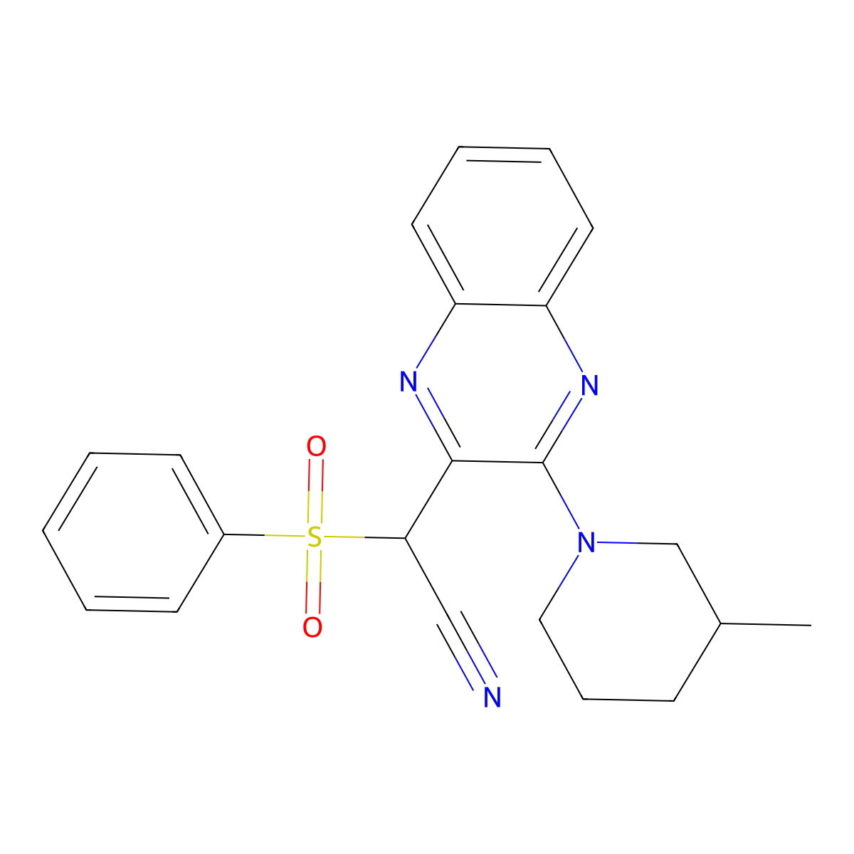 2-(Benzenesulfonyl)-2-[3-(3-methylpiperidin-1-yl)quinoxalin-2-yl]acetonitrile molecular structure, CAS 840510-32-9