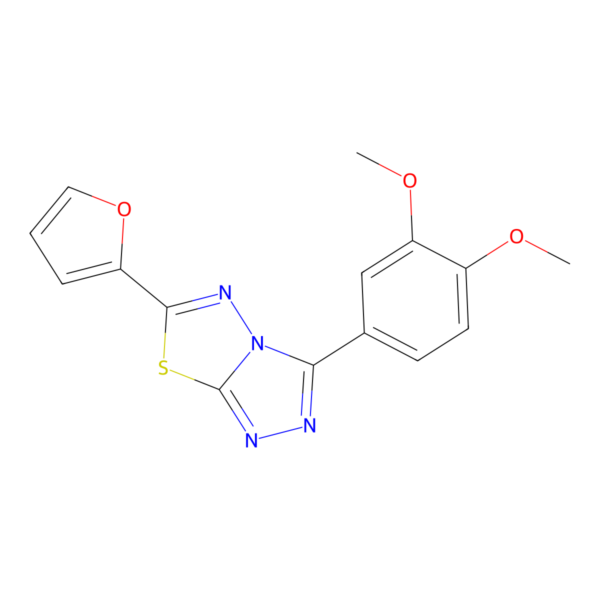 3-(3,4-Dimethoxyphenyl)-6-(furan-2-yl)-[1,2,4]triazolo[3,4-b][1,3,4]thiadiazole molecular structure, CAS 840510-34-1