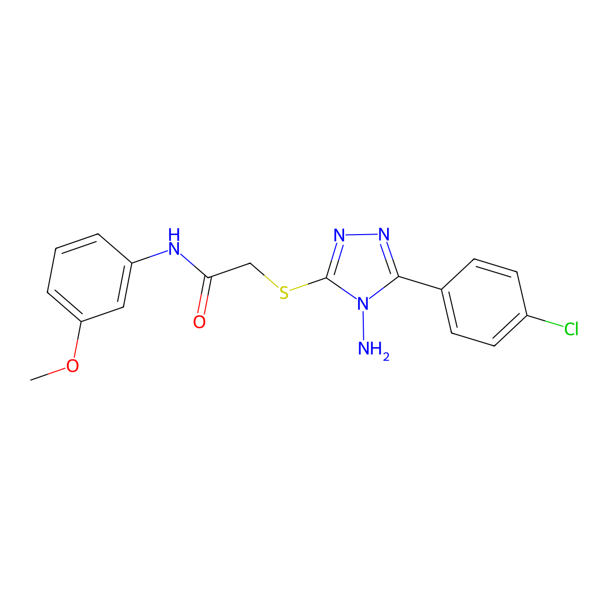 2-((4-amino-5-(4-chlorophenyl)-4H-1,2,4-triazol-3-yl)thio)-N-(3-methoxyphenyl)acetamide molecular structure, CAS 840510-70-5