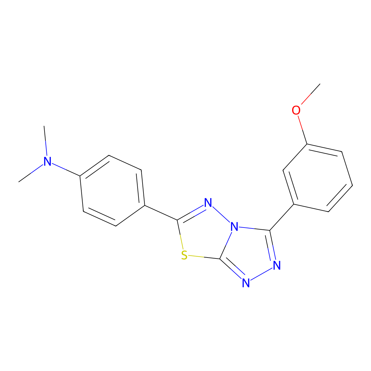 4-[3-(3-methoxyphenyl)-[1,2,4]triazolo[3,4-b][1,3,4]thiadiazol-6-yl]-N,N-dimethylaniline molecular structure, CAS 840510-72-7
