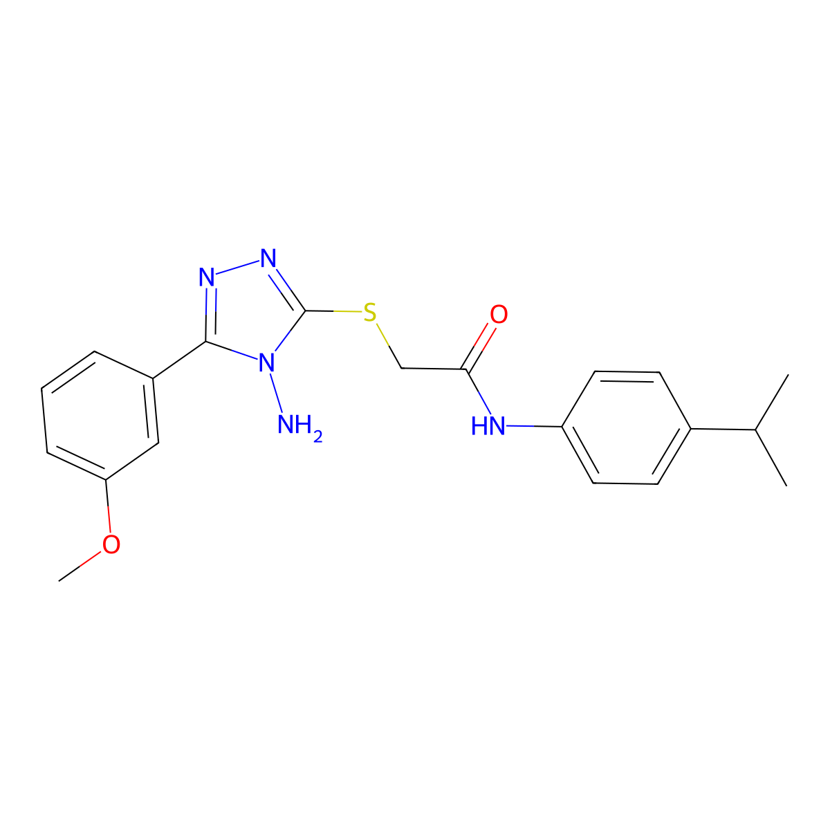 2-{[4-amino-5-(3-methoxyphenyl)-4H-1,2,4-triazol-3-yl]sulfanyl}-N-[4-(propan-2-yl)phenyl]acetamide molecular structure, CAS 840510-88-5