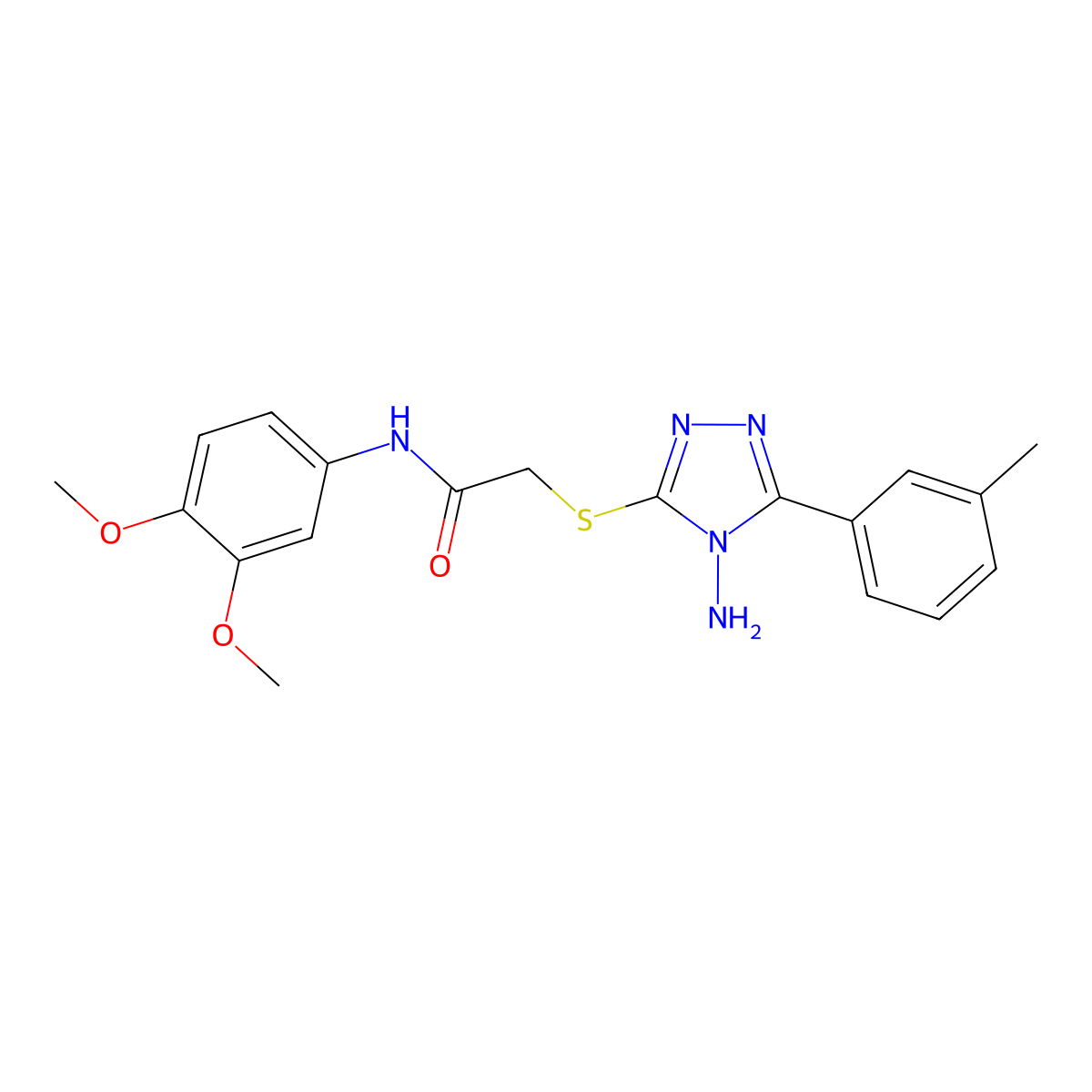 2-((4-amino-5-(m-tolyl)-4H-1,2,4-triazol-3-yl)thio)-N-(3,4-dimethoxyphenyl)acetamide molecular structure, CAS 840511-00-4