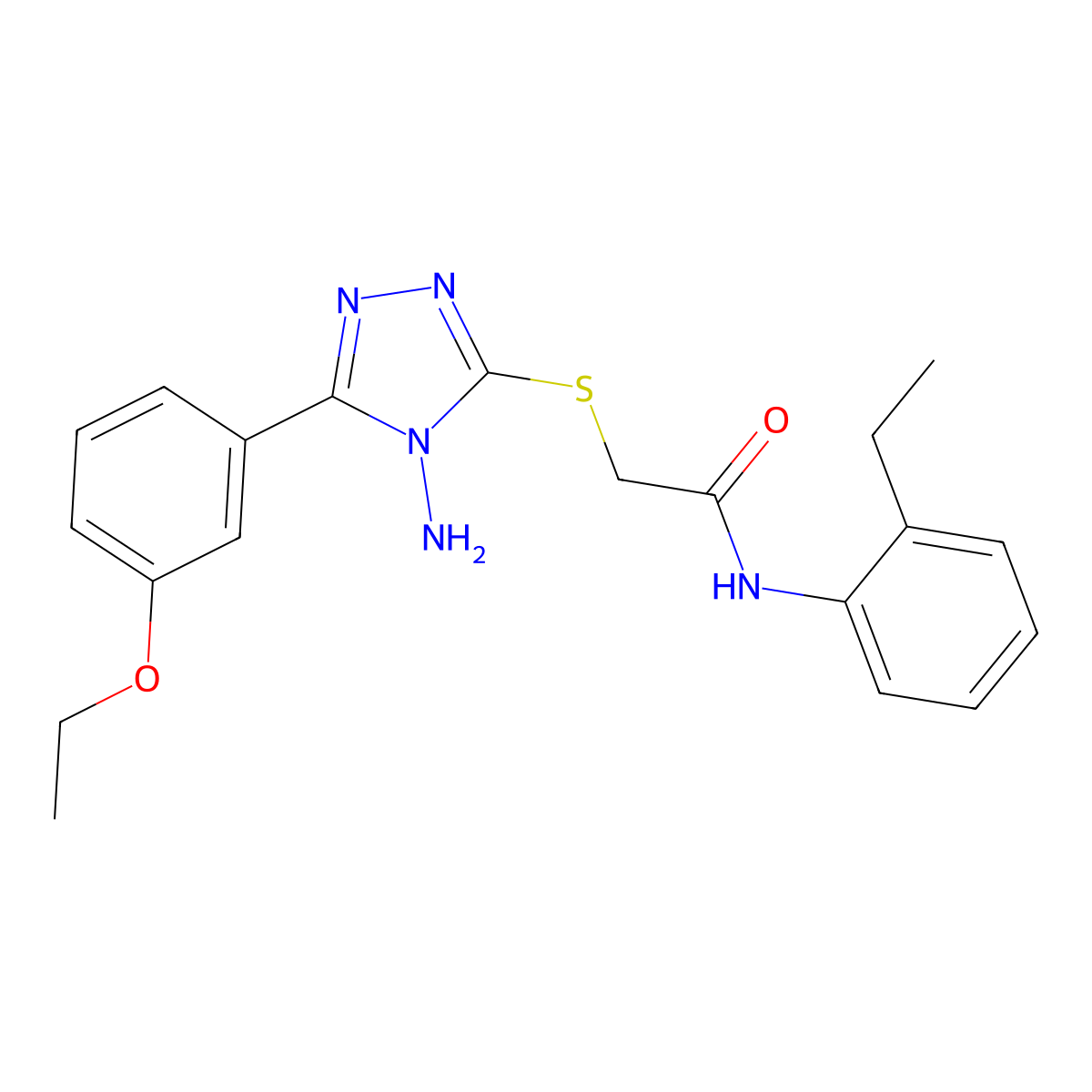 2-[4-amino-5-(3-ethoxyphenyl)(1,2,4-triazol-3-ylthio)]-N-(2-ethylphenyl)acetam ide molecular structure, CAS 840511-04-8
