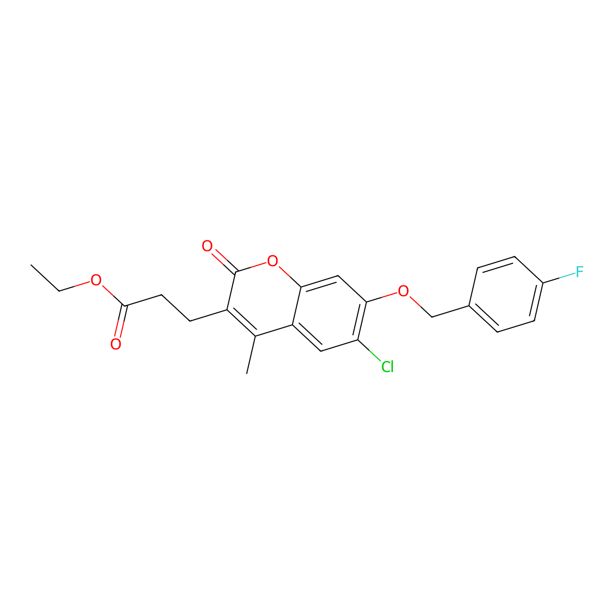 ethyl 3-{6-chloro-7-[(4-fluorobenzyl)oxy]-4-methyl-2-oxo-2H-chromen-3-yl}propanoate molecular structure, CAS 840511-15-1