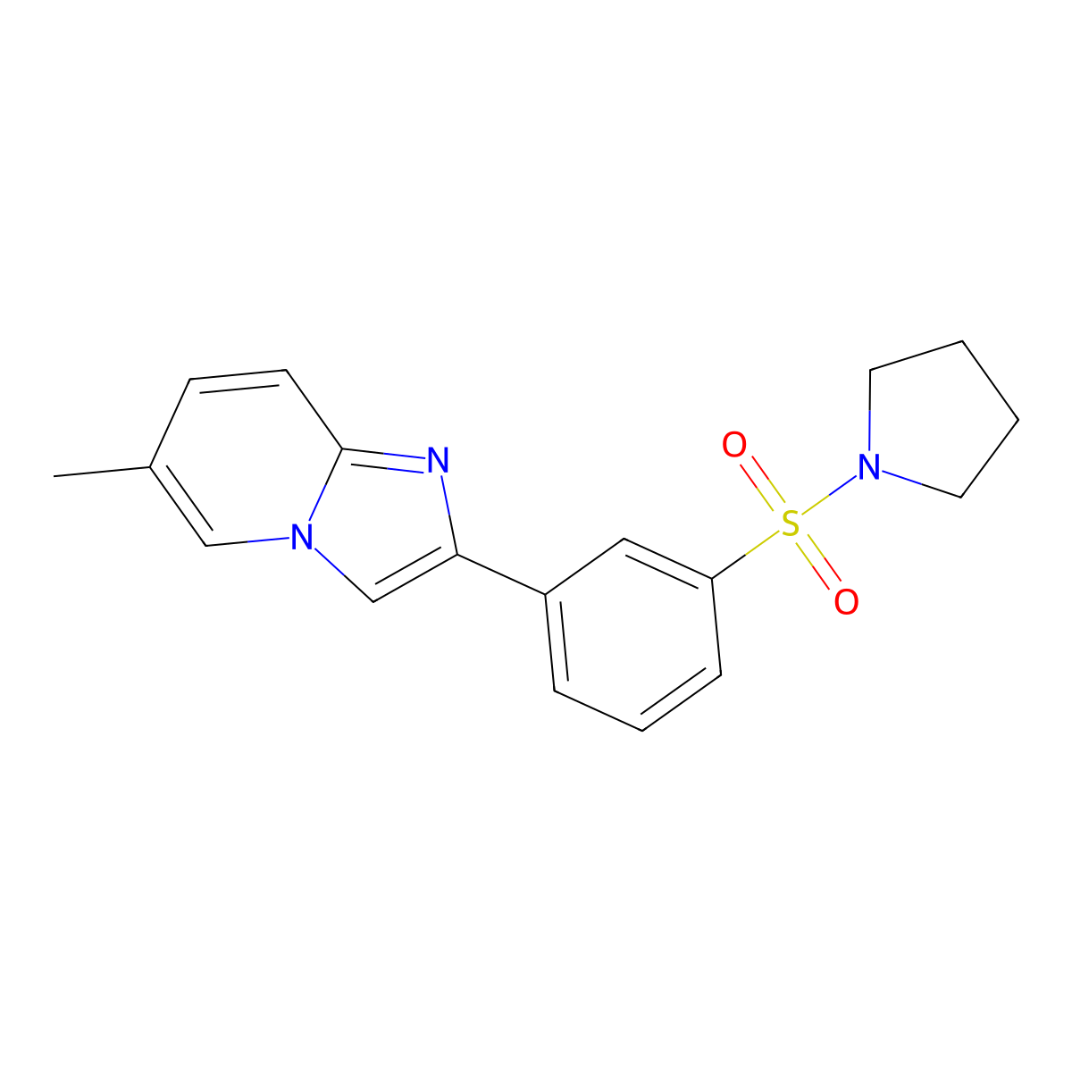 6-Methyl-2-[3-(pyrrolidin-1-ylsulfonyl)phenyl]imidazo[1,2-a]pyridine molecular structure, CAS 840511-22-0