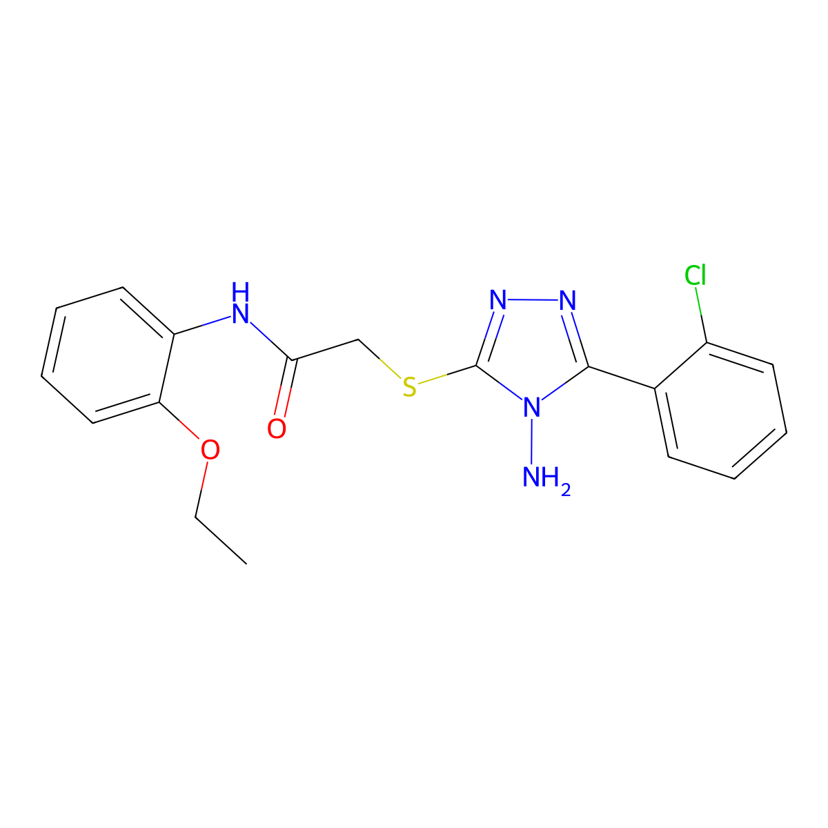 2-((4-amino-5-(2-chlorophenyl)-4H-1,2,4-triazol-3-yl)thio)-N-(2-ethoxyphenyl)acetamide molecular structure, CAS 840511-24-2