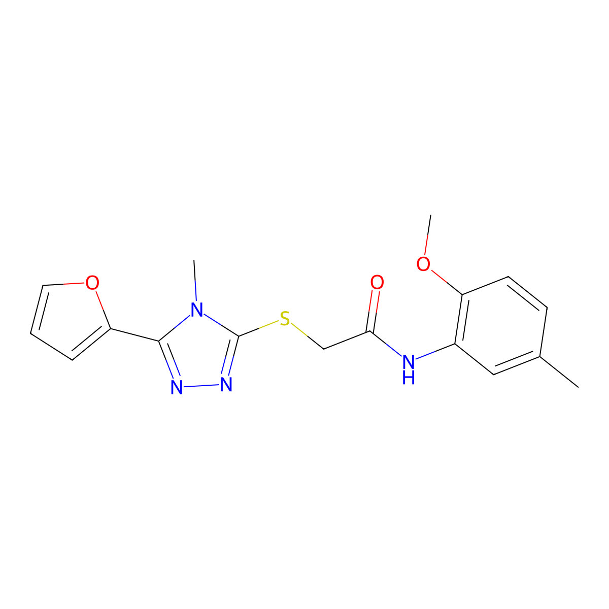 2-(5-(2-furyl)-4-methyl(1,2,4-triazol-3-ylthio))-N-(2-methoxy-5-methylphenyl)a cetamide molecular structure, CAS 840511-34-4