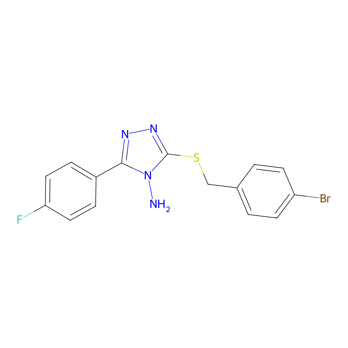 3-[(4-Bromophenyl)methylthio]-5-(4-fluorophenyl)-1,2,4-triazole-4-ylamine molecular structure, CAS 840511-74-2