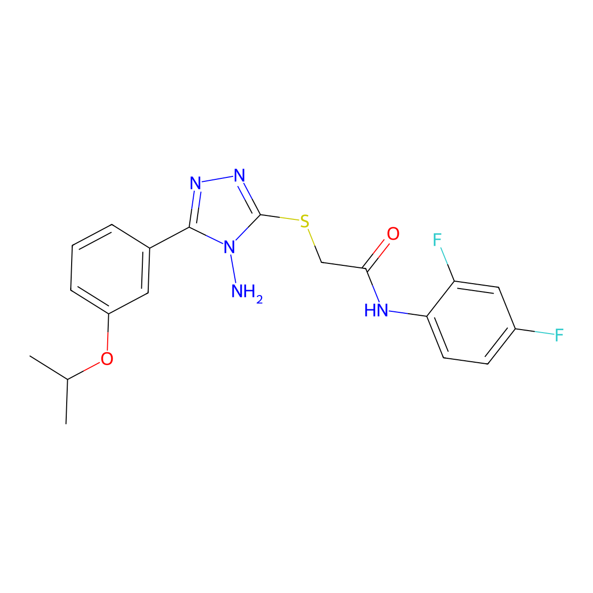 2-{4-amino-5-[3-(methylethoxy)phenyl](1,2,4-triazol-3-ylthio)}-N-(2,4-difluoro phenyl)acetamide molecular structure, CAS 840511-80-0