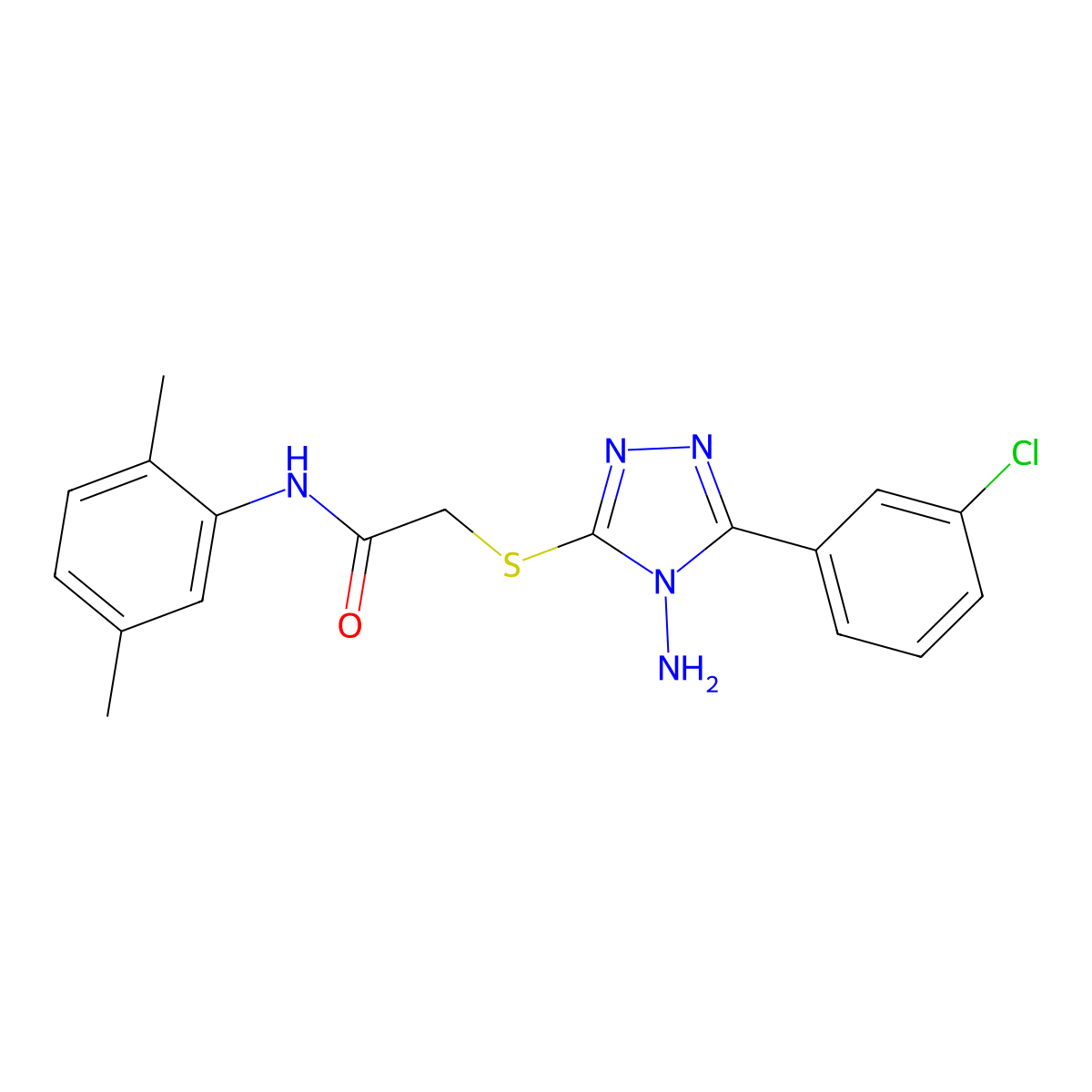 2-{[4-amino-5-(3-chlorophenyl)-4H-1,2,4-triazol-3-yl]sulfanyl}-N-(2,5-dimethylphenyl)acetamide molecular structure, CAS 840511-89-9