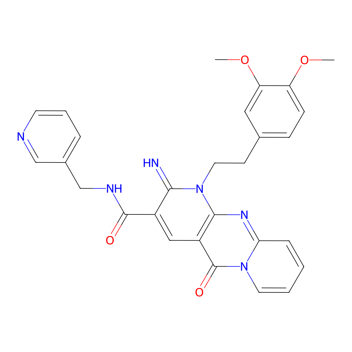 {1-[2-(3,4-dimethoxyphenyl)ethyl]-2-imino-5-oxo(1,6-dihydropyridino[1,2-a]pyri dino[2,3-d]pyrimidin-3-yl)}-N-(3-pyridylmethyl)carboxamide molecular structure, CAS 840512-14-3