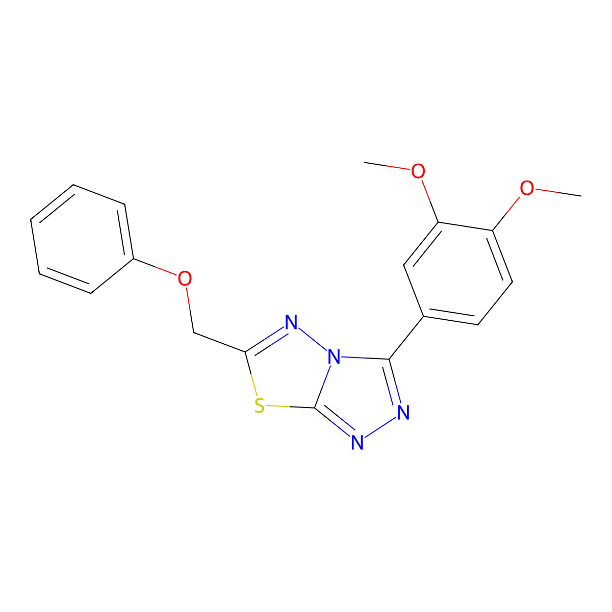 3-(3,4-Dimethoxyphenyl)-6-(phenoxymethyl)-[1,2,4]triazolo[3,4-b][1,3,4]thiadiazole molecular structure, CAS 840512-50-7