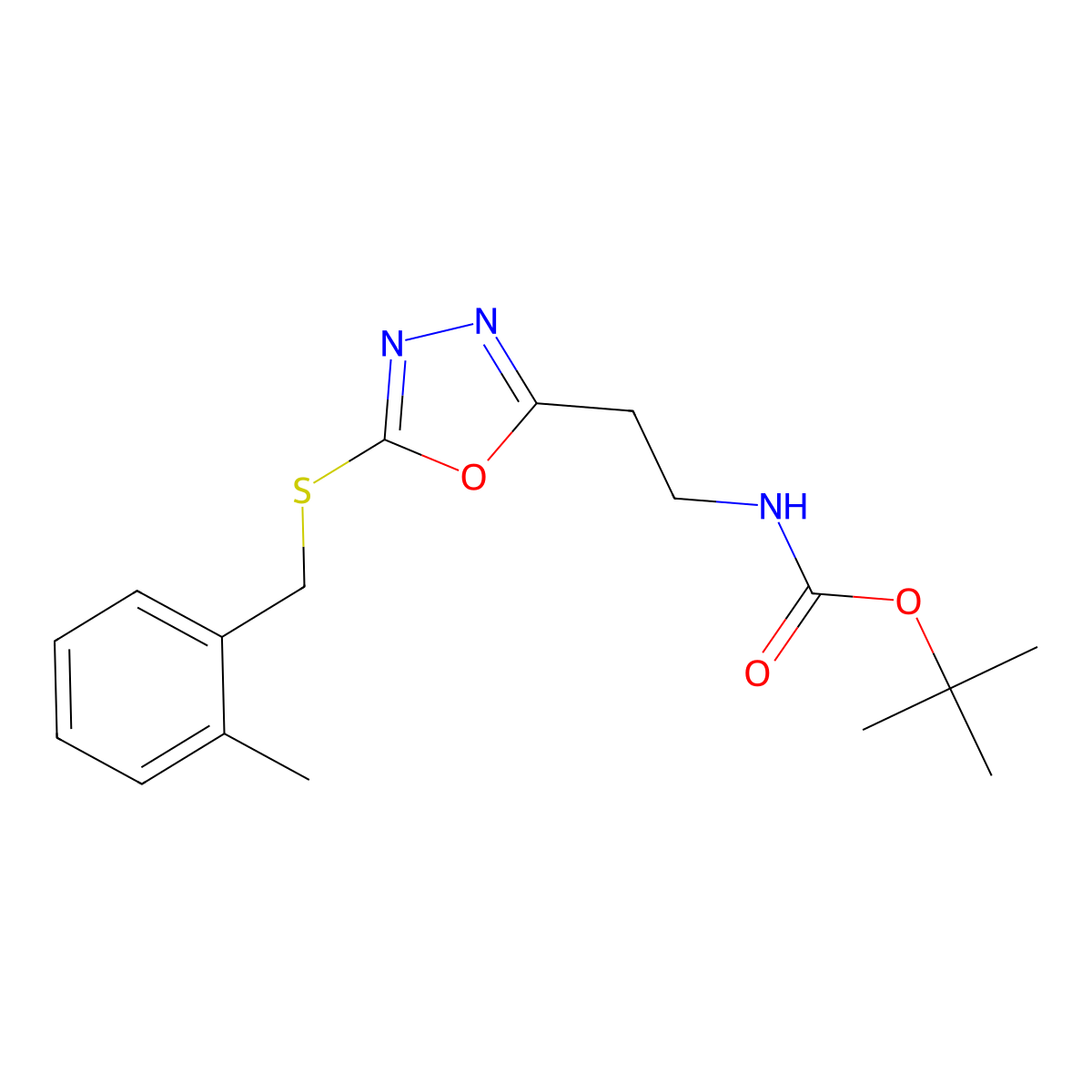 Tert-butyl 2-{5-[(2-methylbenzyl)sulfanyl]-1,3,4-oxadiazol-2-yl}ethylcarbamate molecular structure, CAS 840512-73-4
