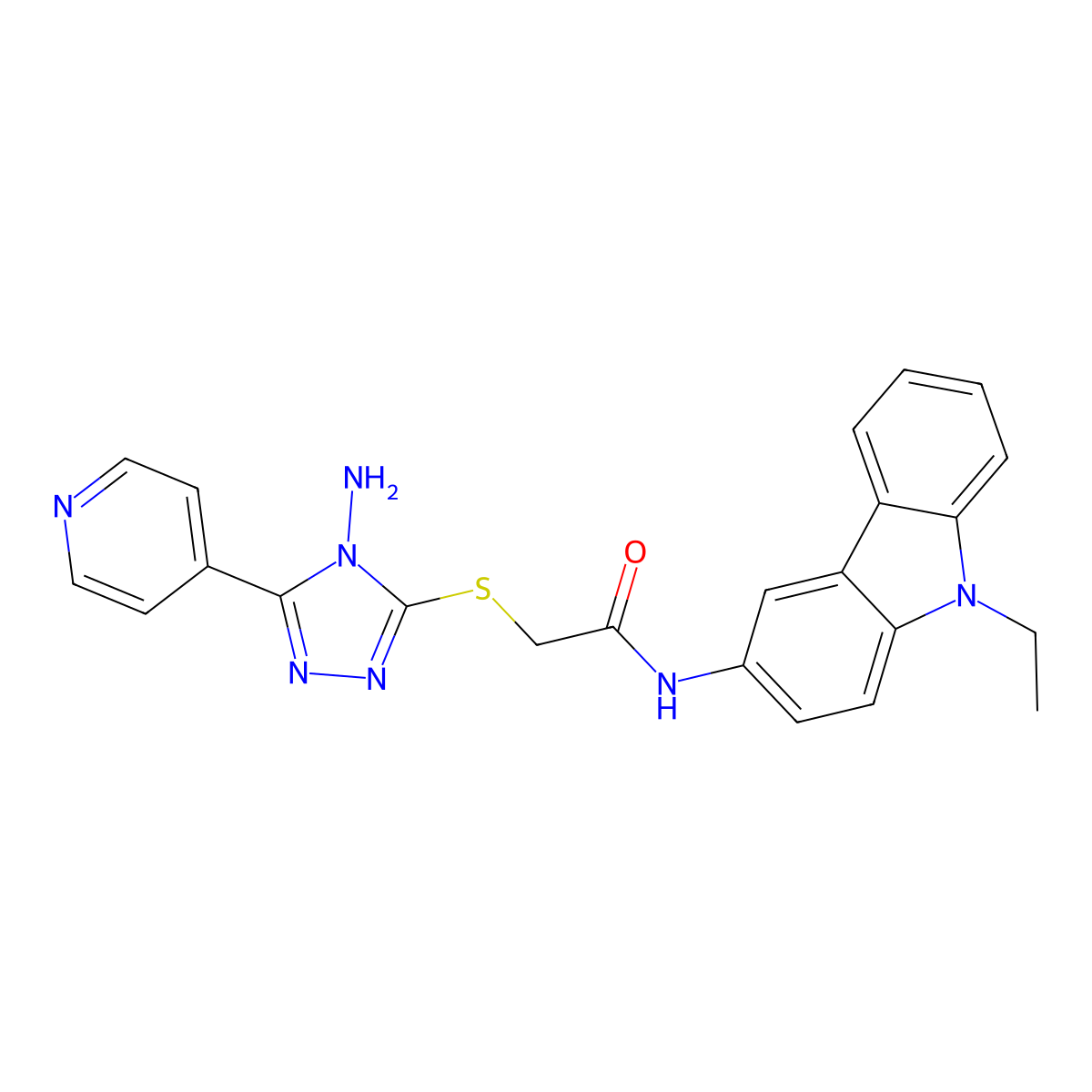 2-(4-amino-5-(4-pyridyl)(1,2,4-triazol-3-ylthio))-N-(9-ethylcarbazol-3-yl)acet amide molecular structure, CAS 840512-74-5