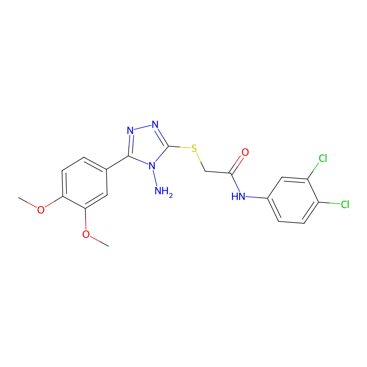 2-[4-amino-5-(3,4-dimethoxyphenyl)(1,2,4-triazol-3-ylthio)]-N-(3,4-dichlorophe nyl)acetamide molecular structure, CAS 840512-91-6