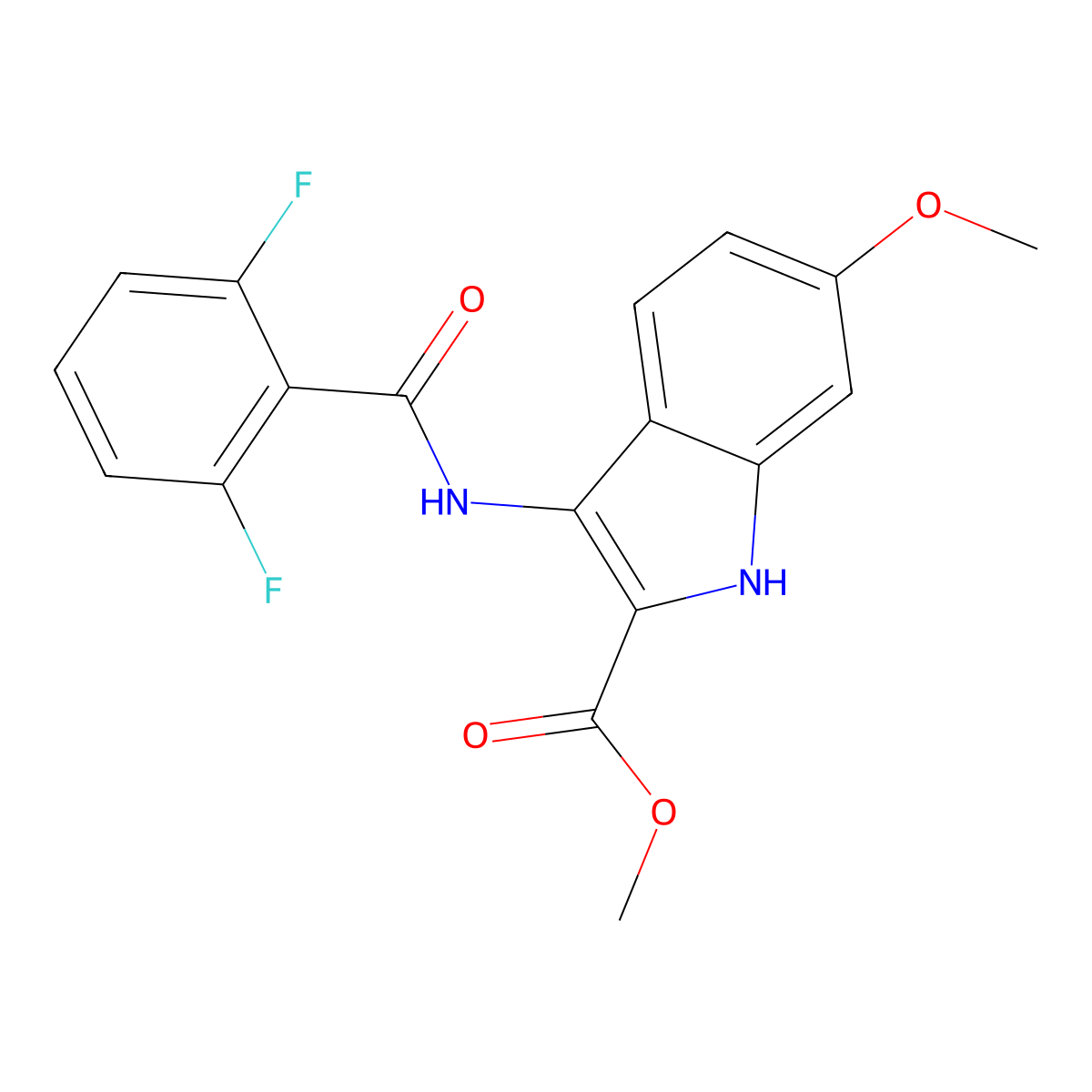 methyl 3-[(2,6-difluorobenzoyl)amino]-6-methoxy-1H-indole-2-carboxylate molecular structure, CAS 840513-01-1