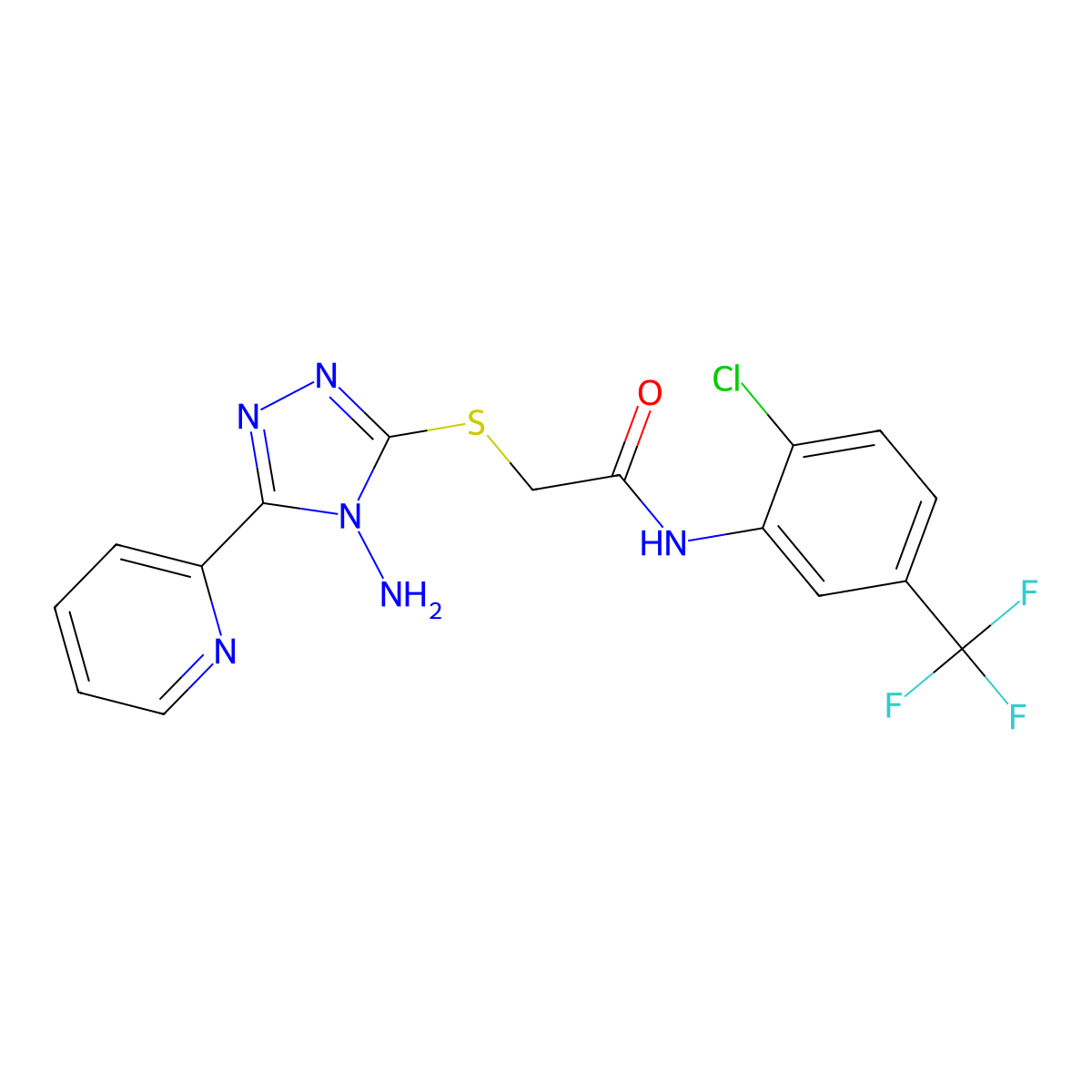 2-[(4-amino-5-pyridin-2-yl-1,2,4-triazol-3-yl)sulfanyl]-N-[2-chloro-5-(trifluoromethyl)phenyl]acetamide molecular structure, CAS 840513-20-4