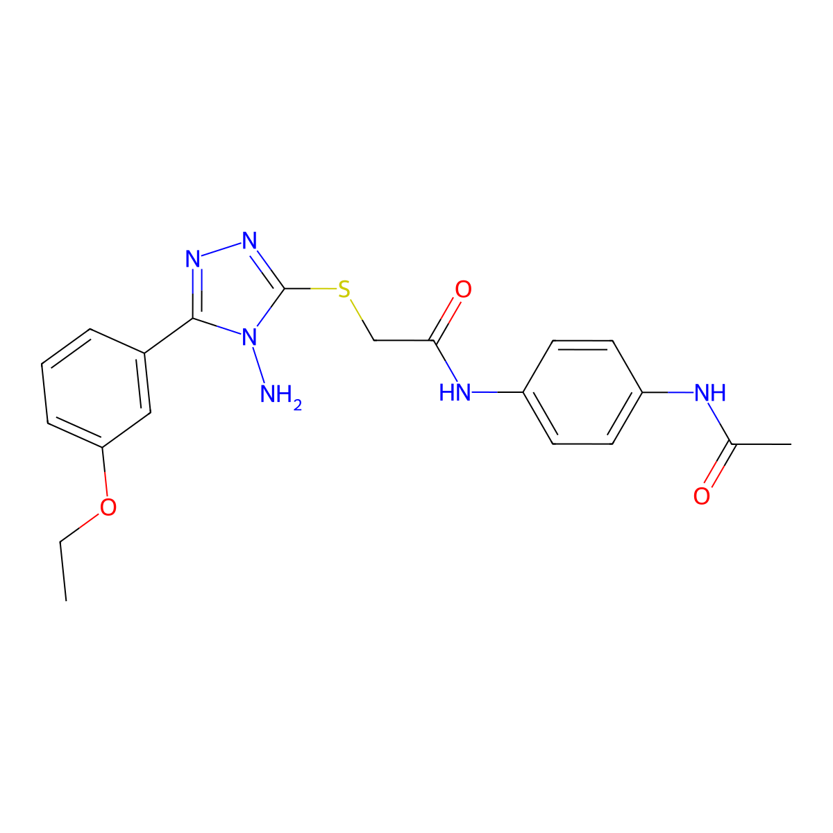 N-[4-(acetylamino)phenyl]-2-{[4-amino-5-(3-ethoxyphenyl)-4H-1,2,4-triazol-3-yl]sulfanyl}acetamide molecular structure, CAS 840513-30-6