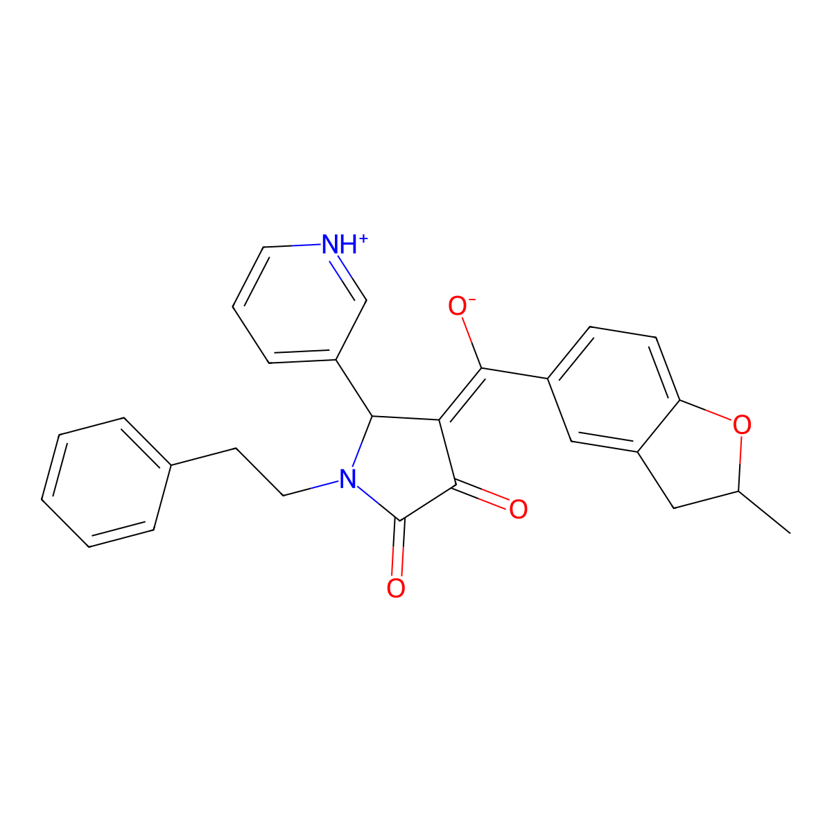 3-hydroxy-4-(2-methyl-2,3-dihydro-1-benzofuran-5-carbonyl)-1-(2-phenylethyl)-5-(pyridin-3-yl)-2,5-dihydro-1H-pyrrol-2-one molecular structure, CAS 840514-11-6
