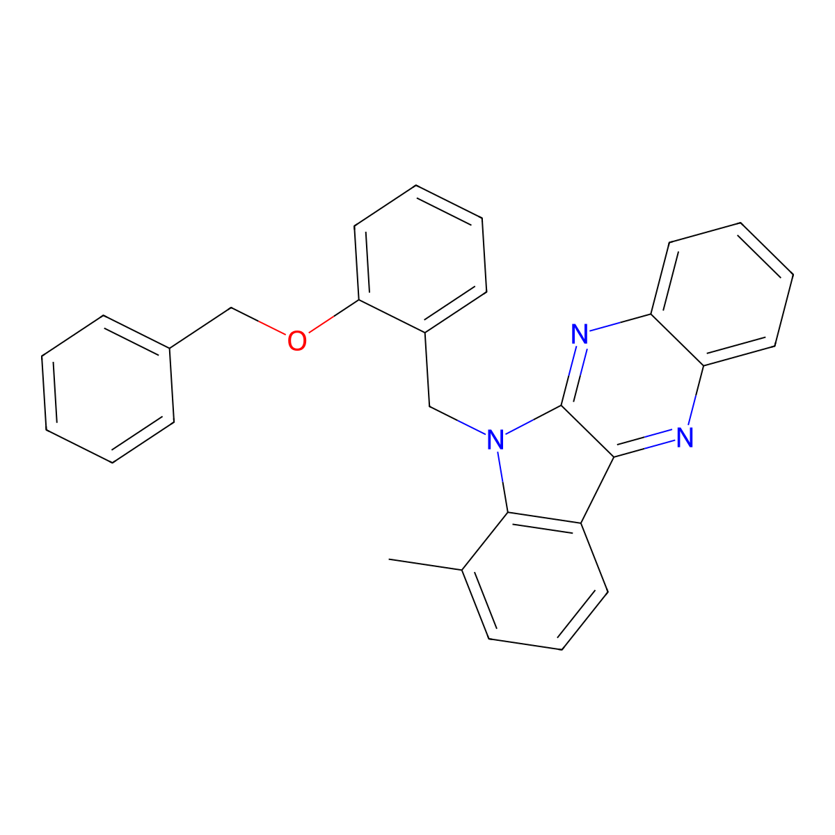 6-[2-(benzyloxy)benzyl]-7-methyl-6H-indolo[2,3-b]quinoxaline molecular structure, CAS 840514-15-0