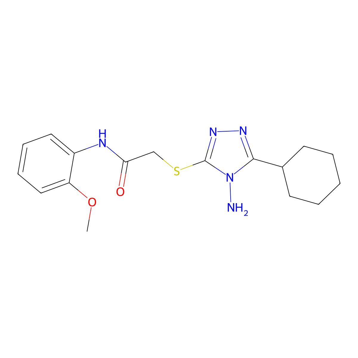 2-((4-amino-5-cyclohexyl-4H-1,2,4-triazol-3-yl)thio)-N-(2-methoxyphenyl)acetamide molecular structure, CAS 840514-95-6