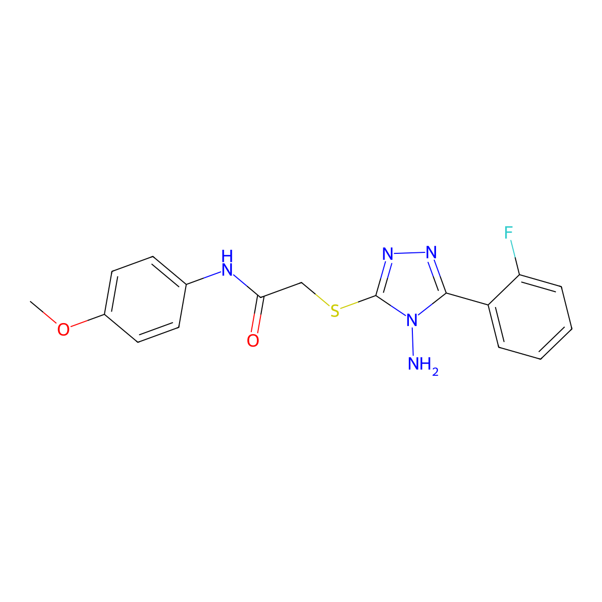 2-[4-amino-5-(2-fluorophenyl)(1,2,4-triazol-3-ylthio)]-N-(4-methoxyphenyl)acet amide molecular structure, CAS 840514-98-9