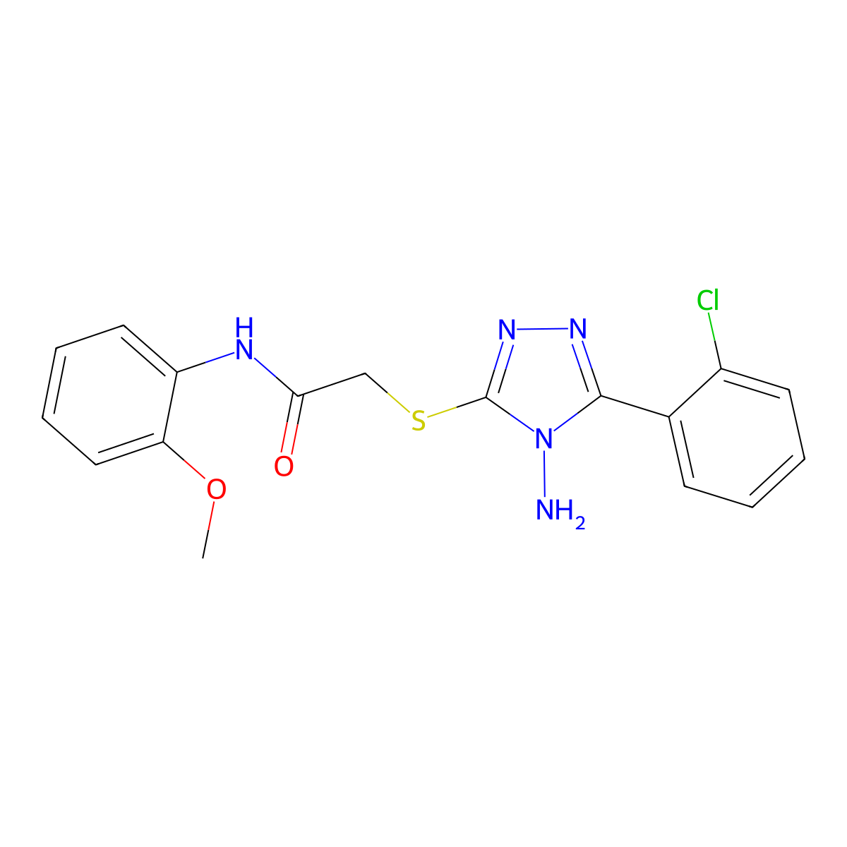 2-((4-amino-5-(2-chlorophenyl)-4H-1,2,4-triazol-3-yl)thio)-N-(2-methoxyphenyl)acetamide molecular structure, CAS 840515-05-1