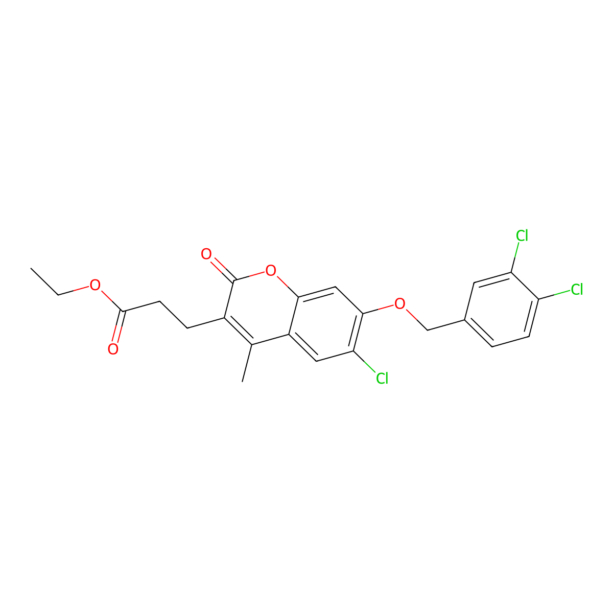 ethyl 3-{6-chloro-7-[(3,4-dichlorobenzyl)oxy]-4-methyl-2-oxo-2H-chromen-3-yl}propanoate molecular structure, CAS 840515-08-4