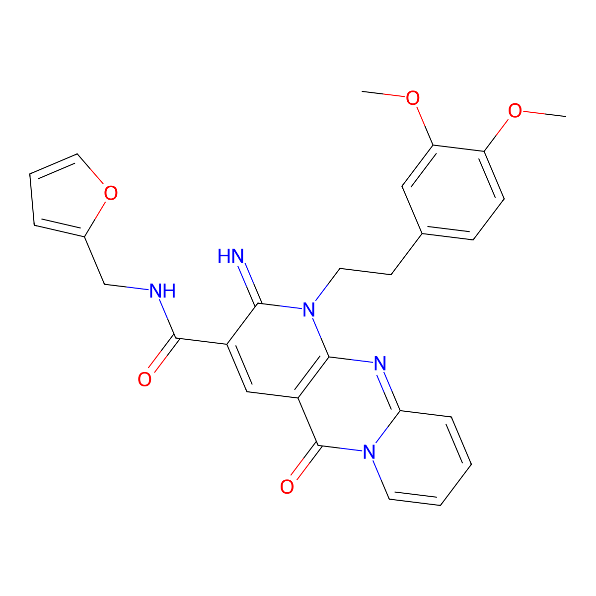 1-[2-(3,4-dimethoxyphenyl)ethyl]-N-(2-furylmethyl)-2-imino-5-oxo-1,5-dihydro-2H-dipyrido[1,2-a:2,3-d]pyrimidine-3-carboxamide molecular structure, CAS 840515-29-9