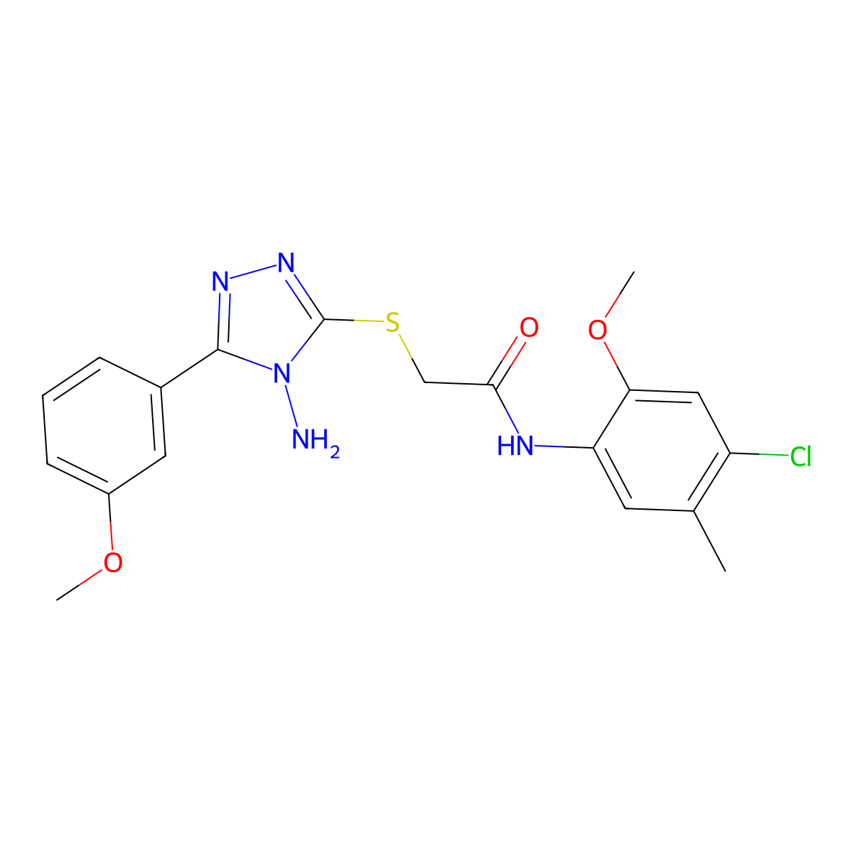 2-[4-amino-5-(3-methoxyphenyl)(1,2,4-triazol-3-ylthio)]-N-(4-chloro-2-methoxy-5-methylphenyl)acetamide molecular structure, CAS 840515-80-2