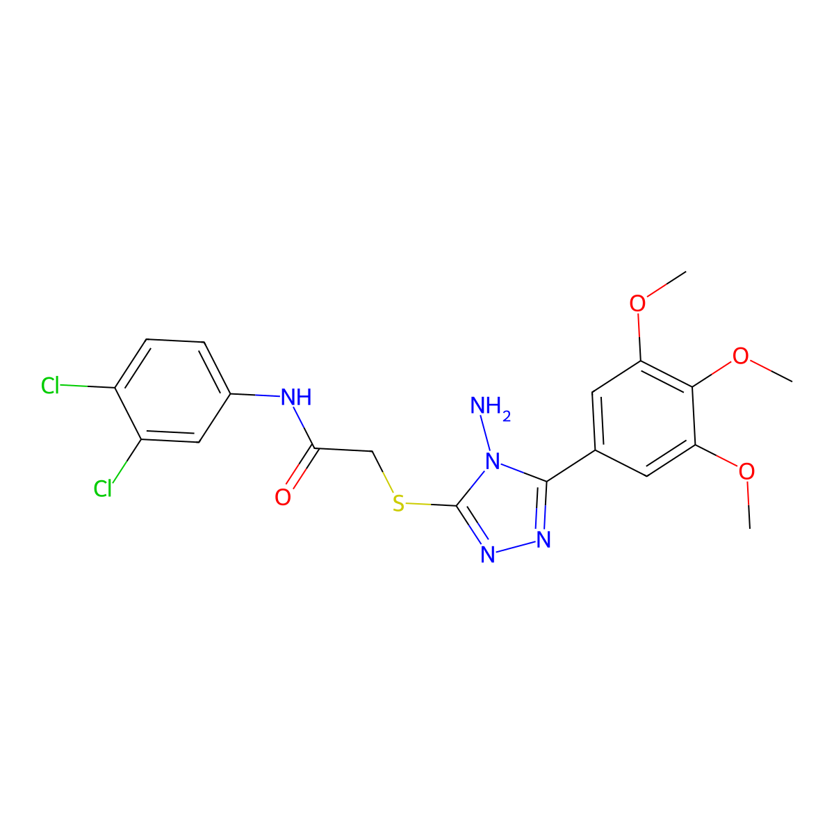 2-[4-amino-5-(3,4,5-trimethoxyphenyl)(1,2,4-triazol-3-ylthio)]-N-(3,4-dichloro phenyl)acetamide molecular structure, CAS 840515-87-9
