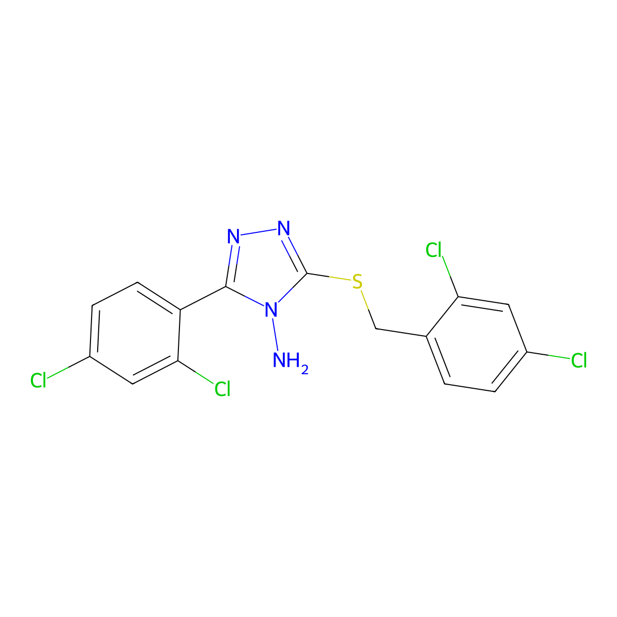 3-[(2,4-dichlorobenzyl)sulfanyl]-5-(2,4-dichlorophenyl)-4H-1,2,4-triazol-4-amine molecular structure, CAS 840516-16-7