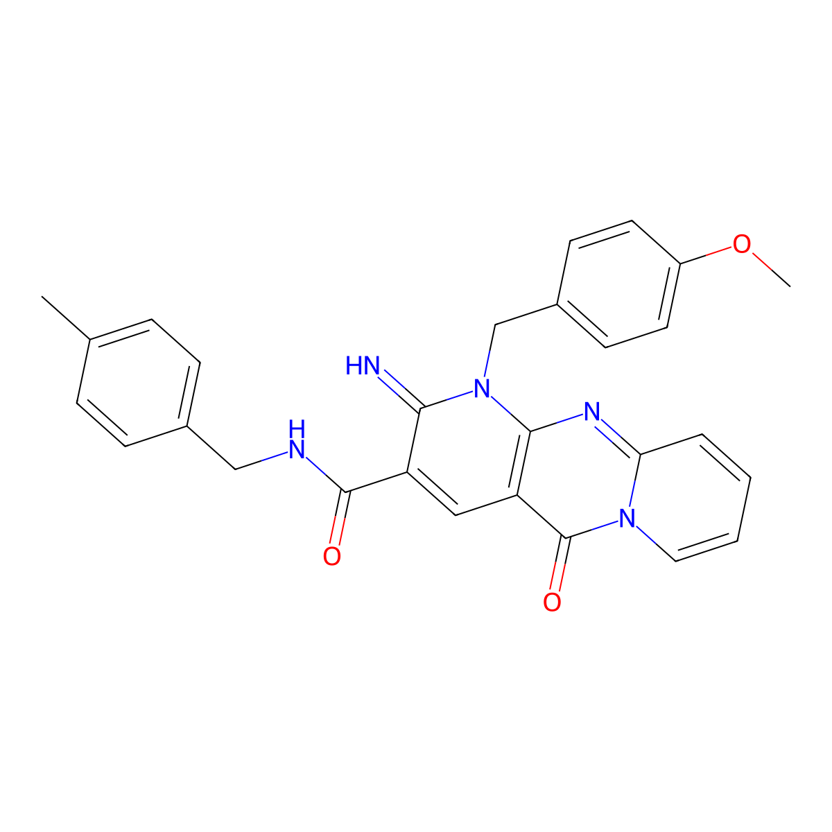 2-imino-1-(4-methoxybenzyl)-N-(4-methylbenzyl)-5-oxo-1,5-dihydro-2H-dipyrido[1,2-a:2',3'-d]pyrimidine-3-carboxamide molecular structure, CAS 840516-33-8