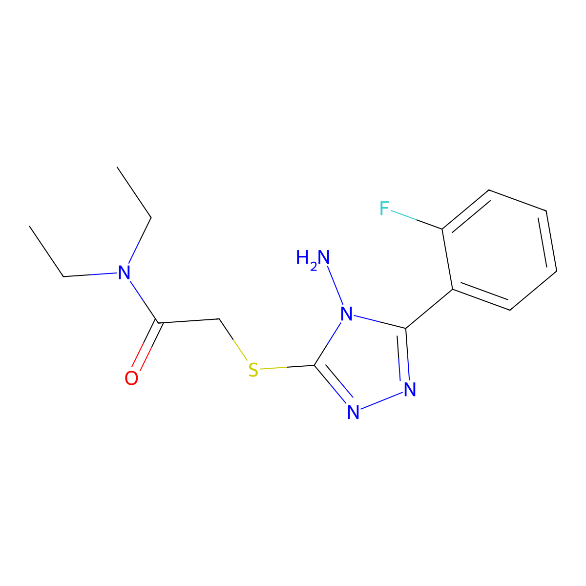2-[4-amino-5-(2-fluorophenyl)(1,2,4-triazol-3-ylthio)]-N,N-diethylacetamide molecular structure, CAS 840516-53-2