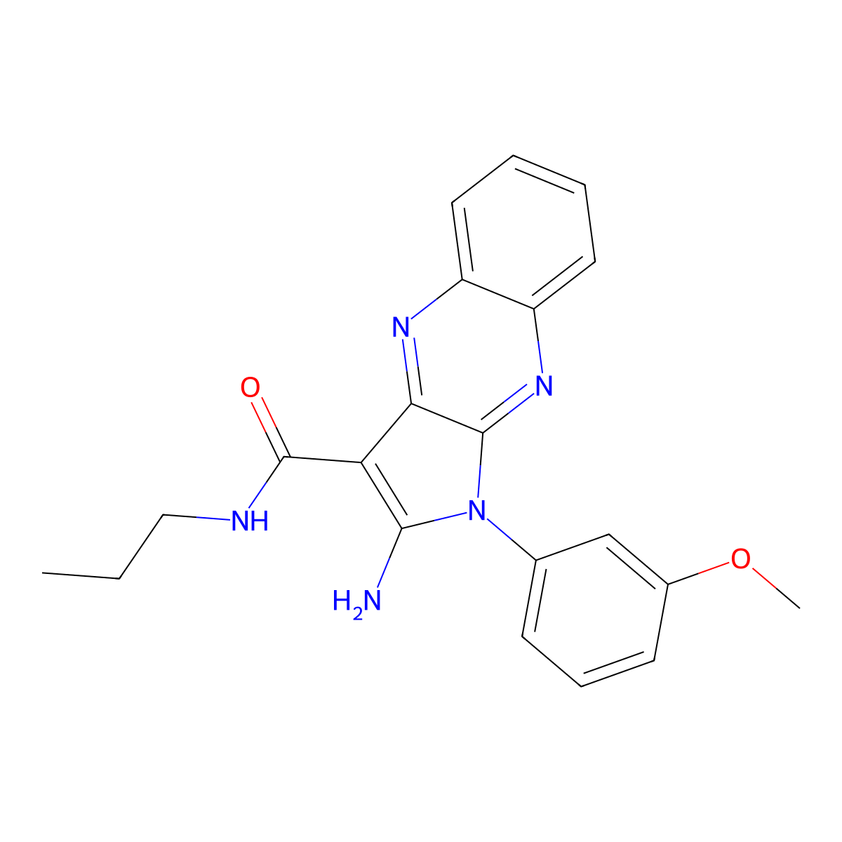 2-amino-1-(3-methoxyphenyl)-N-propyl-1H-pyrrolo[2,3-b]quinoxaline-3-carboxamide molecular structure, CAS 840516-69-0