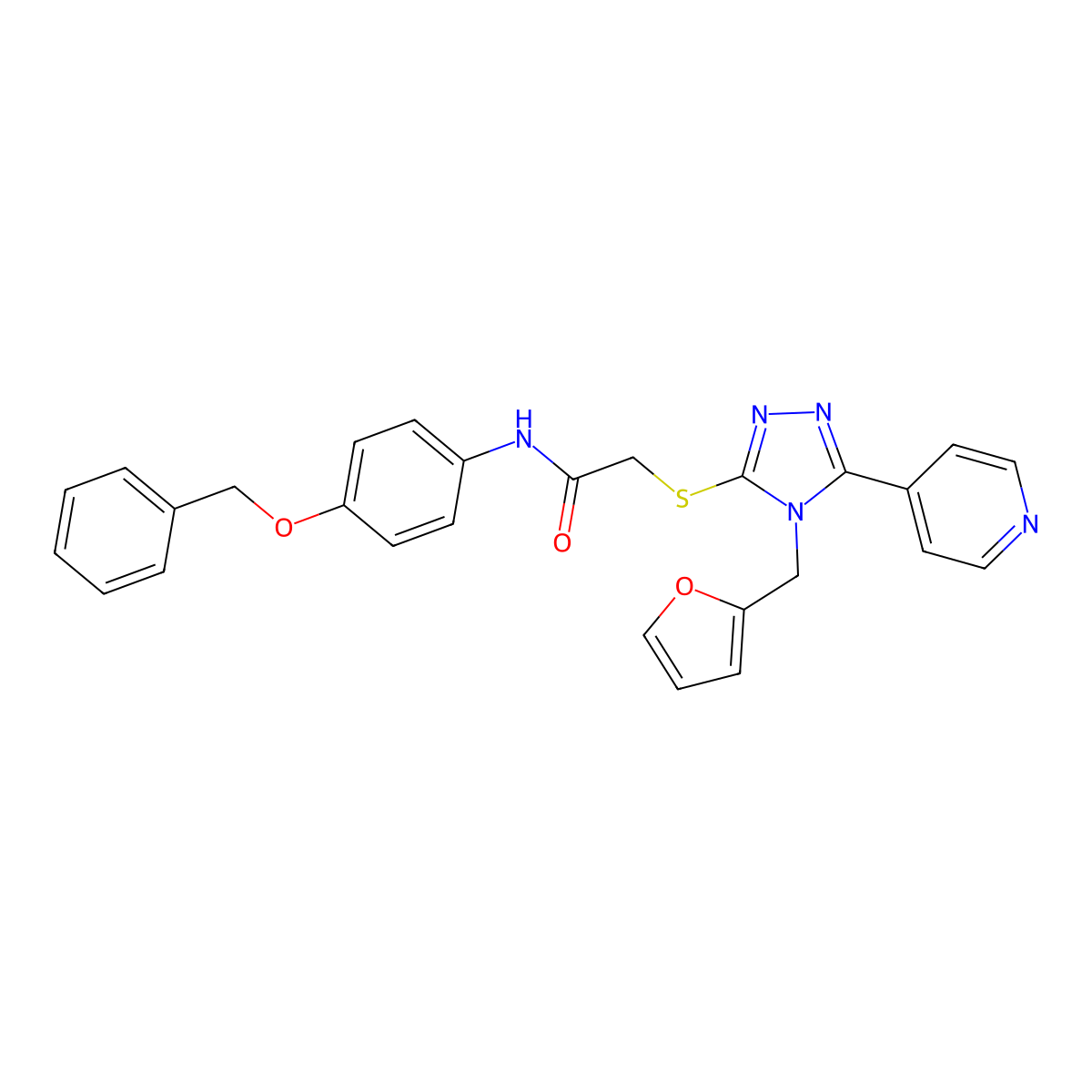 N-[4-(benzyloxy)phenyl]-2-{[4-(furan-2-ylmethyl)-5-(pyridin-4-yl)-4H-1,2,4-triazol-3-yl]sulfanyl}acetamide molecular structure, CAS 840516-73-6
