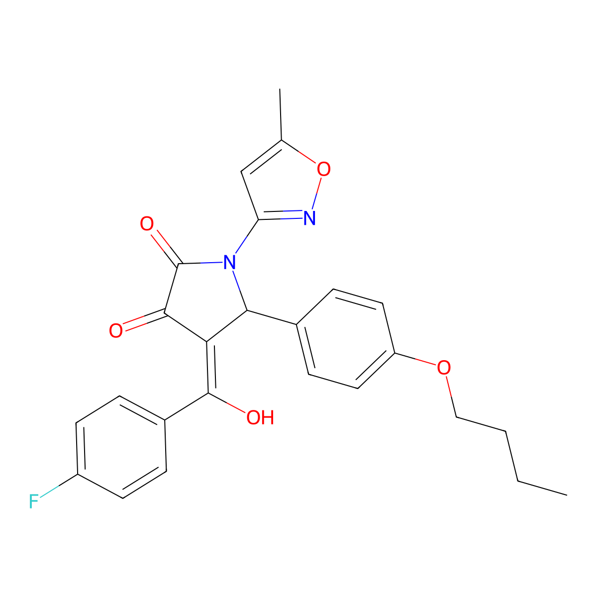 5-(4-butoxyphenyl)-4-(4-fluorobenzoyl)-3-hydroxy-1-(5-methyl-1,2-oxazol-3-yl)-2,5-dihydro-1H-pyrrol-2-one molecular structure, CAS 840516-99-6