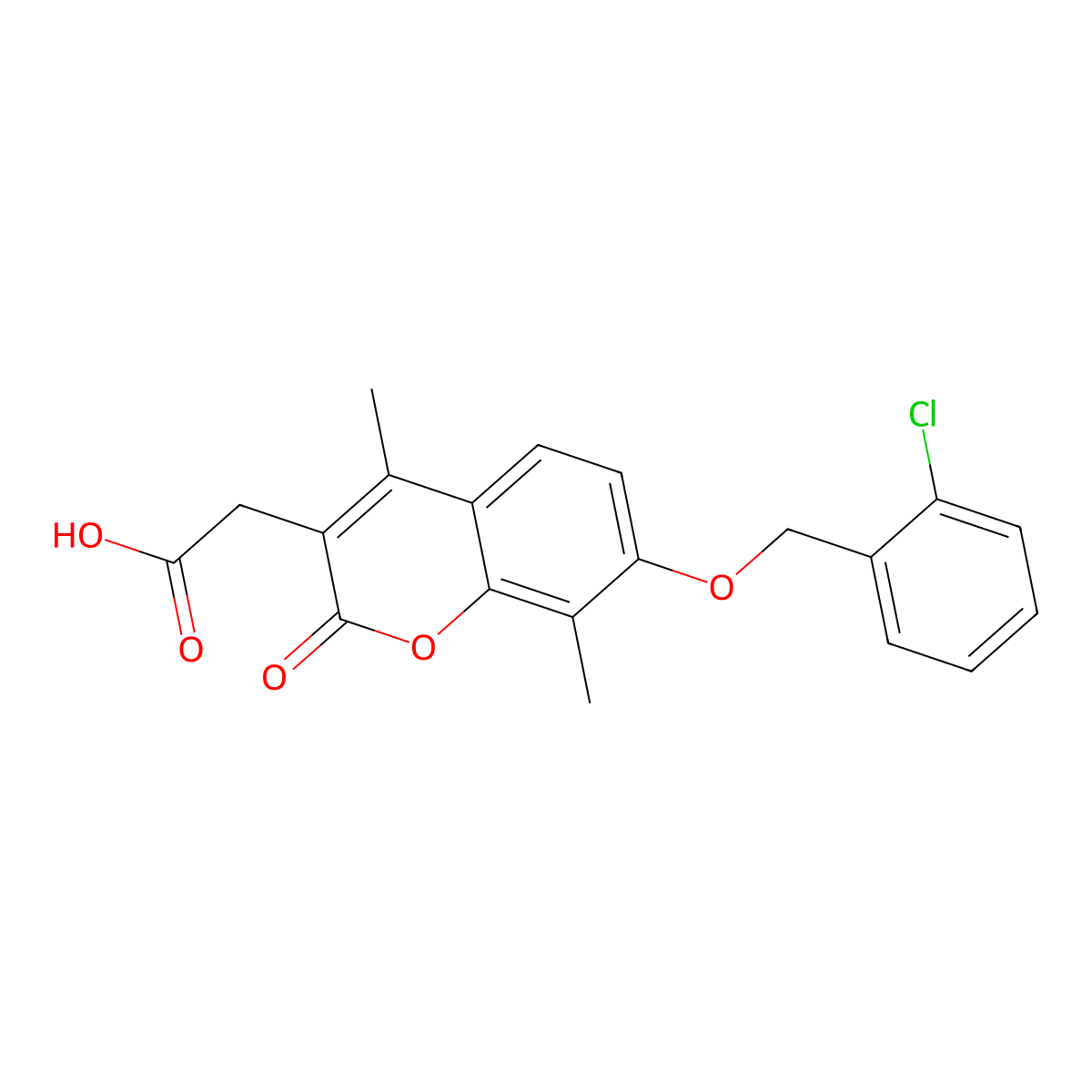{7-[(2-chlorobenzyl)oxy]-4,8-dimethyl-2-oxo-2H-chromen-3-yl}acetic acid molecular structure, CAS 840517-35-3