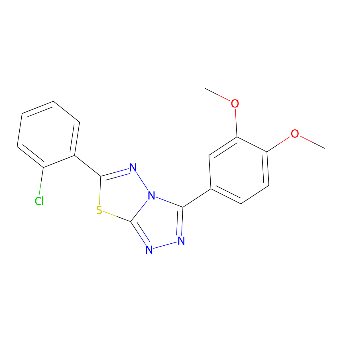 6-(2-Chlorophenyl)-3-(3,4-dimethoxyphenyl)-[1,2,4]triazolo[3,4-b][1,3,4]thiadiazole molecular structure, CAS 840517-37-5