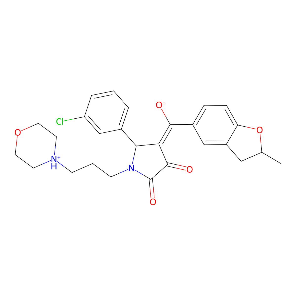 5-(3-chlorophenyl)-3-hydroxy-4-(2-methyl-2,3-dihydro-1-benzofuran-5-carbonyl)-1-[3-(morpholin-4-yl)propyl]-2,5-dihydro-1H-pyrrol-2-one molecular structure, CAS 840517-63-7
