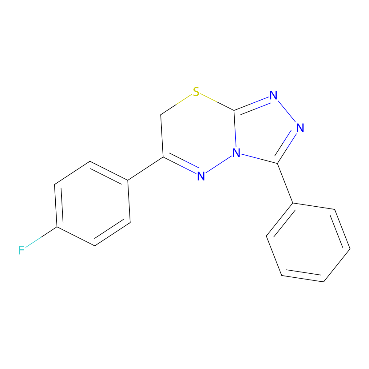 6-(4-fluorophenyl)-3-phenyl-7H-[1,2,4]triazolo[3,4-b][1,3,4]thiadiazine molecular structure, CAS 840517-90-0