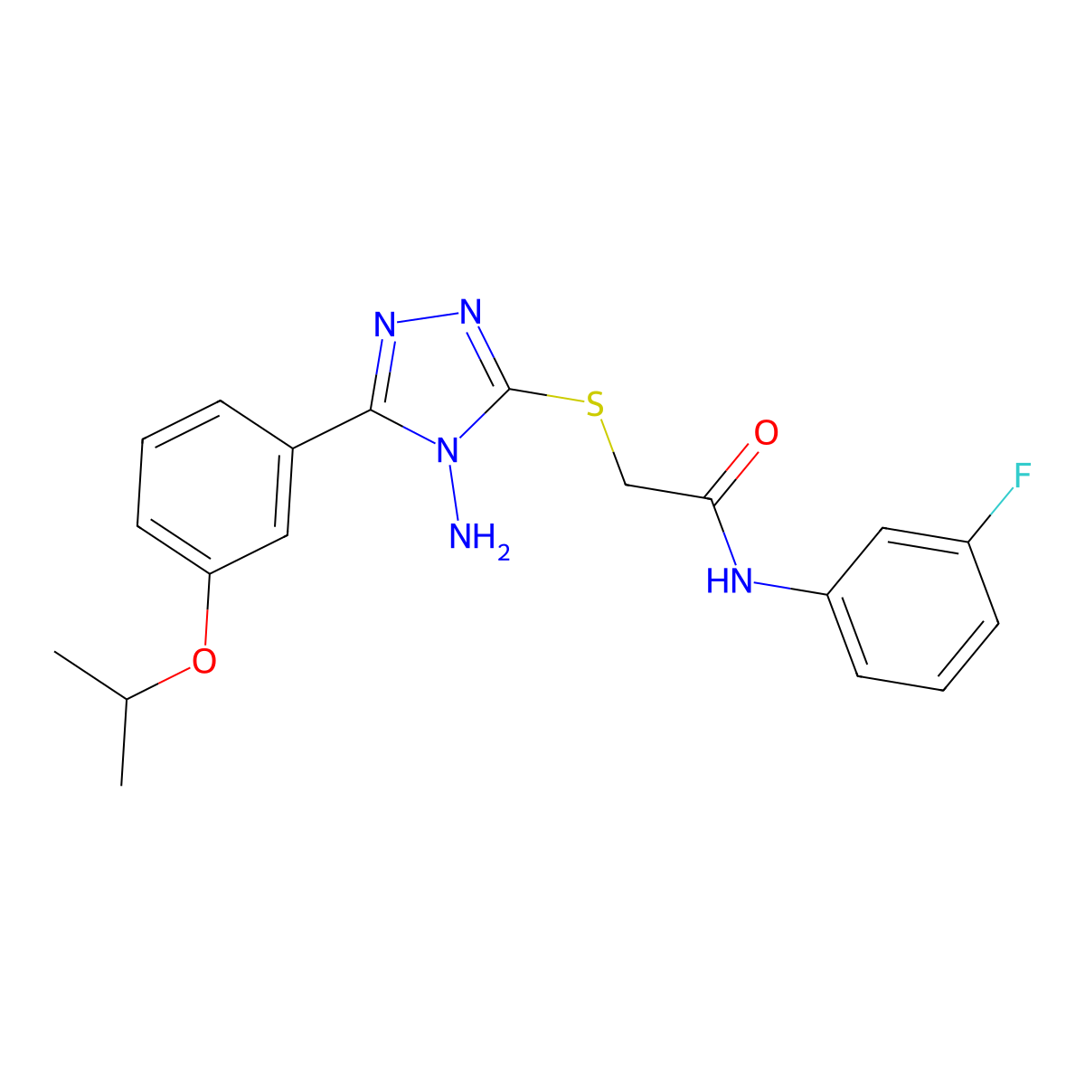 2-{4-amino-5-[3-(methylethoxy)phenyl](1,2,4-triazol-3-ylthio)}-N-(3-fluorophen yl)acetamide molecular structure, CAS 840518-39-0