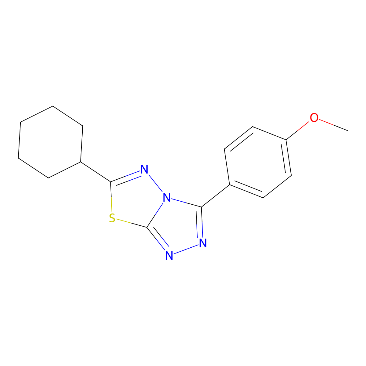 6-Cyclohexyl-3-(4-methoxyphenyl)-[1,2,4]triazolo[3,4-b][1,3,4]thiadiazole molecular structure, CAS 840518-53-8