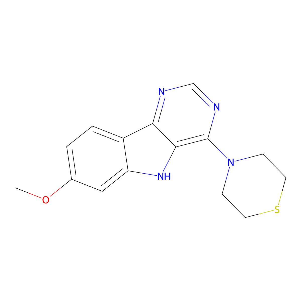 4-(7-methoxy-5H-pyrimido[5,4-b]indol-4-yl)thiomorpholine molecular structure, CAS 840518-84-5