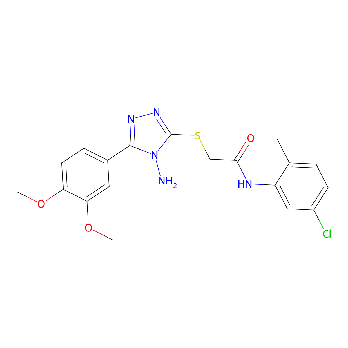 2-((4-amino-5-(3,4-dimethoxyphenyl)-4H-1,2,4-triazol-3-yl)thio)-N-(5-chloro-2-methylphenyl)acetamide molecular structure, CAS 840518-93-6