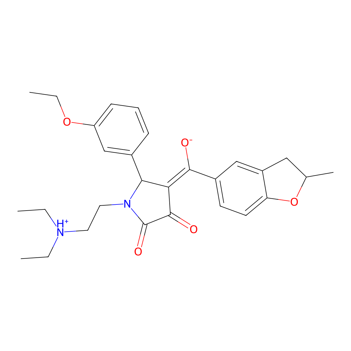 1-[2-(diethylamino)ethyl]-5-(3-ethoxyphenyl)-3-hydroxy-4-(2-methyl-2,3-dihydro-1-benzofuran-5-carbonyl)-2,5-dihydro-1H-pyrrol-2-one molecular structure, CAS 840518-99-2
