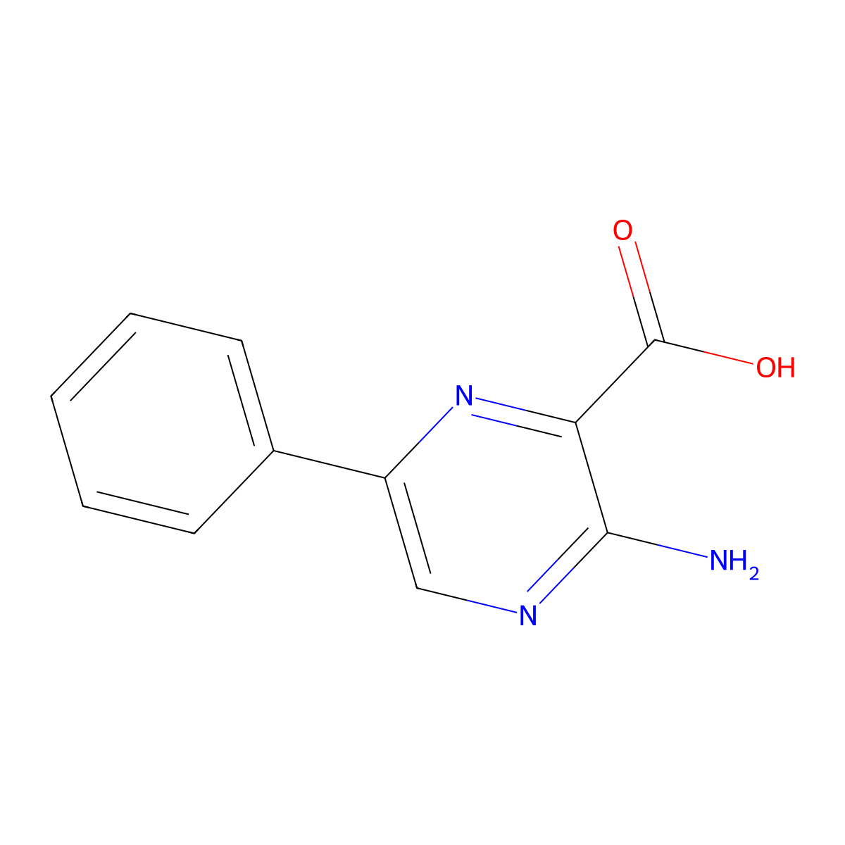 3-Amino-6-phenylpyrazine-2-carboxylic acid molecular structure, CAS 84066-21-7