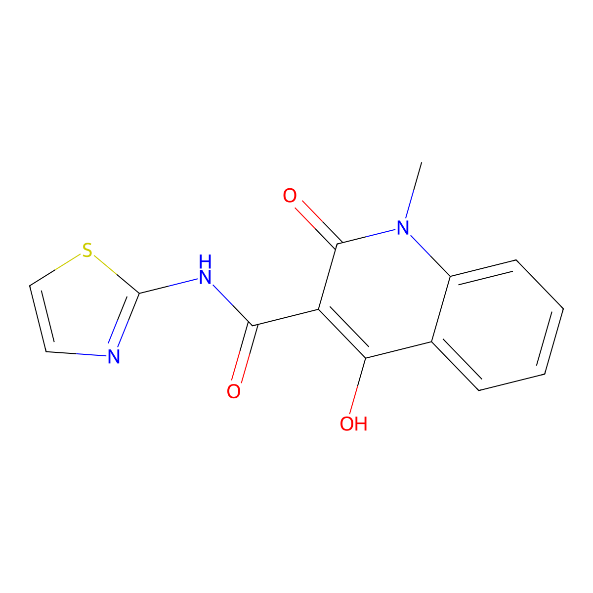 1,2-Dihydro-4-hydroxy-1-methyl-2-oxo-N-2-thiazolyl-3-quinolinecarboxamide molecular structure, CAS 84088-57-3