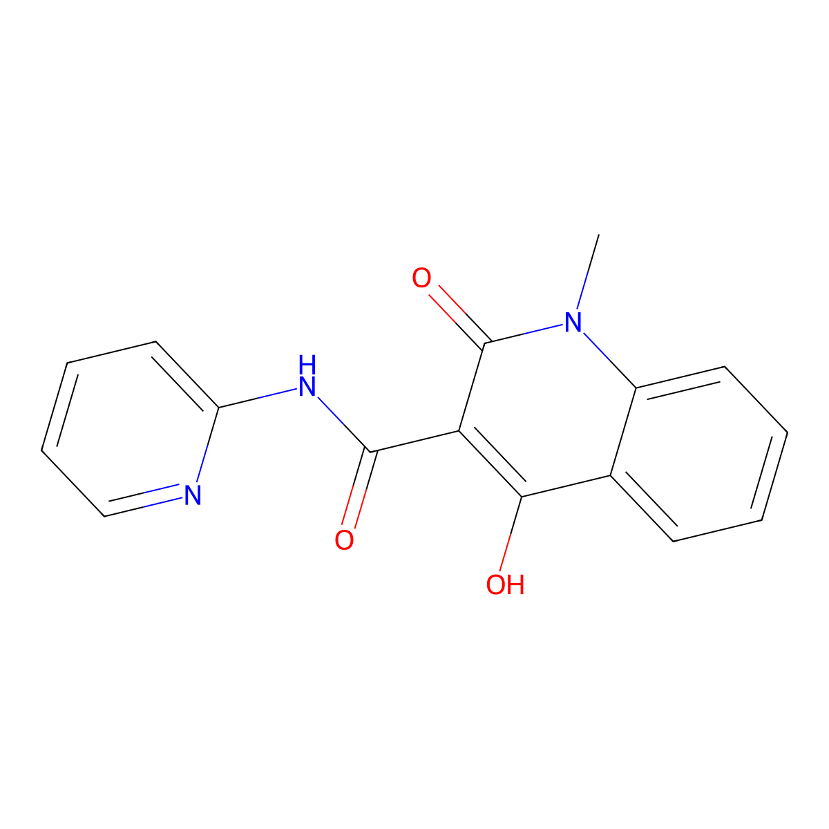 4-hydroxy-1-methyl-2-oxo-N-(pyridin-2-yl)-1,2-dihydroquinoline-3-carboxamide molecular structure, CAS 84088-58-4