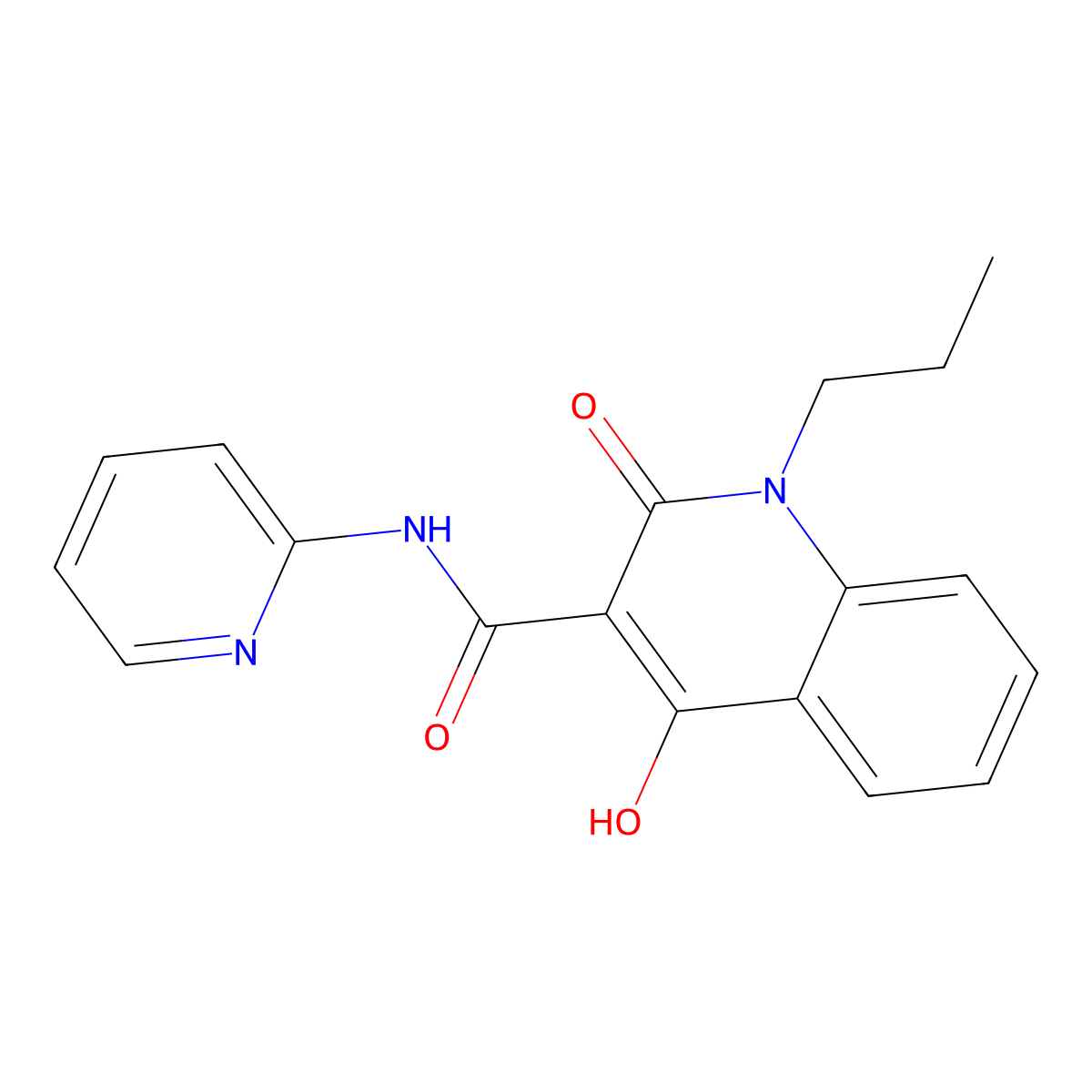 4-hydroxy-2-oxo-1-propyl-N-(pyridin-2-yl)-1,2-dihydroquinoline-3-carboxamide molecular structure, CAS 84088-66-4